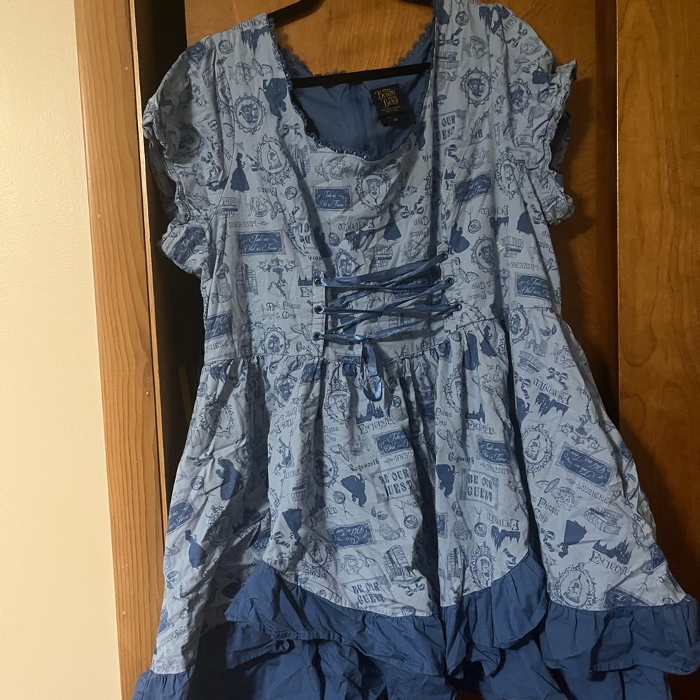 Torrid Disney Beauty and the Beast Blue Patterned Dress